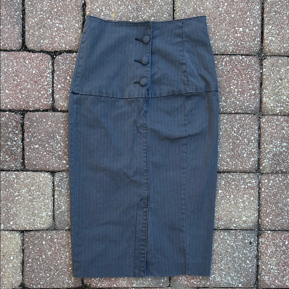 Vintage INDUSTRY Fold Over Waist Pencil Skirt in Gray